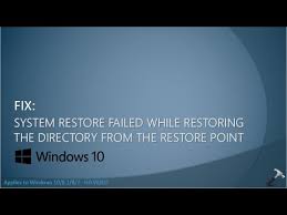 Fix System Restore Failed While Restoring The Directory From The Restore Point Youtube