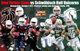 The team played at this level for the next three seasons, without ever qualifying for the postseason, before losing its league place in 1990 when the league was. German Bowl Xxxix Braunschweig New Yorker Lions V Schwabisch Hall Unicorns Sat Oct 7 6p Cest 12 Noon Edt Livestream Only Available In Germany Or On Eurosport