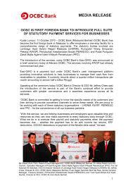 Menara perkeso, 281 jalan ampang, 50538. Ocbc Is First Foreign Bank To Introduce Full Suite Of Statutory Payment