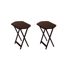 27 h x 19.1 w x 14.6 d; Linon Painted Medium Density Fiberboard Folding Tv Tray Table Set Espresso 2 Pieces Walmart Com Walmart Com