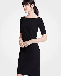 Seasonless Stretch Elbow Sleeve Sheath Dress Ann Taylor Afflink Black Dress With Sleeves Dresses For Work Sheath Dress