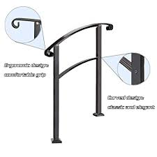 The minimum height of the railing varies based on the height of the deck. Buy Flyskip Handrails Height Adjustable 4 Step Handrail Outdoor Wrought Iron Handrail Stair Rail For 4 Step Indoor Steps With Installation Kit Black Online In Italy B08nhn3nbw