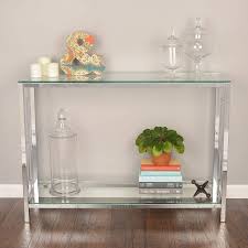 Amazon Com Chrome Metal Glass Accent Console Sofa Table With Shelf Kitchen Dining Glass Entryway Table Glass Console Table Console Table