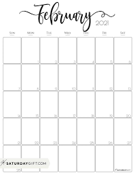 Cute Free Printable February 2021 Calendar Saturdaygift In 2020 Vertical Calendar Monthly Calendar Calendar