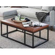 The poly & bark denver leather ottoman infuses loads rustic yet contemporary allure for your space as a footrest, extra seating or even as a coffee table when you place a tray on top. Leather Faux Leather Rectangle Coffee Tables You Ll Love In 2021 Wayfair