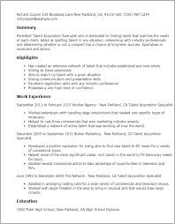 1 Talent Acquisition Specialist Resume Templates Try Them Now Myperfectresume