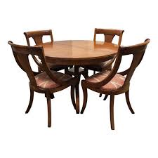 vintage wood dining table + four chairs