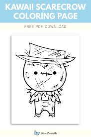 It's the perfect coloring page for a cool autumn day. Free Kawaii Scarecrow Coloring Page Coloring Pages Scarecrow Kawaii
