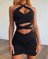 Maybe you would like to learn more about one of these? Plain Ruched Cutout Skinny Bodycon Dress Online Discover Hottest Trend Fashion At Chicme Com