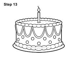 Birthday cake drawing greeting card with big birthday cake contour drawing vector. Cartoon Birthday Cake Drawing Novocom Top
