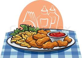 Es handelt sich hier im nuggets, hergestellt aus seitanpulver. Panierte Chicken Nuggets Und Pommes Stock Vektor Colourbox