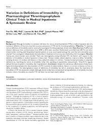 3.4 immobility and assisting patients when patients are recovering from illness, they may require assistance to move around in bed, to transfer from bed to wheelchair, or to ambulate. Pdf Variation In Definitions Of Immobility In Pharmacological Thromboprophylaxis Clinical Trials In Medical Inpatients A Systematic Review