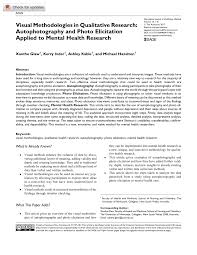 Qualitative research is a research method of collecting information about a person's motivations, thoughts, and attitudes toward a product or ad. Pdf Visual Methodologies In Qualitative Research Autophotography And Photo Elicitation Applied To Mental Health Research