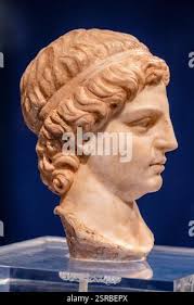Marble Bust of Minerva 2nd Century A.D. Minerva, the Roman goddess of  wisdom and sponsor of arts, trade, and defence Stock Photo