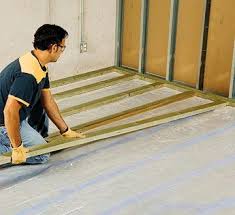 How To Install Framing For Sleeper Floors In 2020 Concrete Basement Floors Basement Flooring Basement Subfloor