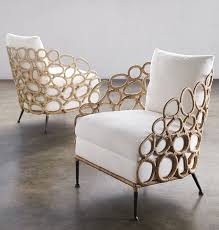 Palecek Ella Lounge Chair Metal Frame Wrapped With Natural Split Rattan In A Unique Weaving Techni In 2020 Elegant Chair Furniture Metal Chairs