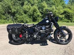 Dave's 117 softail slim s ready for his ride to Sturgis! This thing is  insanely fast! 117 with Trask turbo PM Phatail 240 rear tire PM wheels DD  custom fender w/ flex