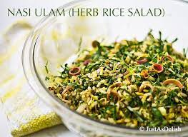 Nasi Ulam Herb Rice Salad Recipe Rice Salad Asian Recipes Healthy Recipes