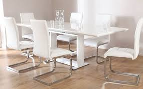 Tokyo White High Gloss Extending Dining Table With 6 Perth White Leather Chairs Furniture Choice Cheap Dining Table Sets Cheap Dining Tables Extendable Dining Table