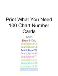 1 200 Hundreds Chart Number Cards With Multiples Of 2 10 And 25