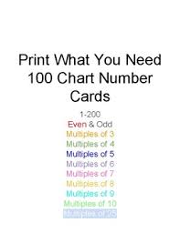 1 200 hundreds chart number cards with multiples of 2 10 and 25