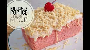 Kocok telur dan gula pasir sampai merata…tambahkan vanili, terigu dan mentega cair.sambil terus dikocok sampai mengembang. Bolu Kukus Pop Ice Bolu Kukus 1 Telur No Mixer Youtube