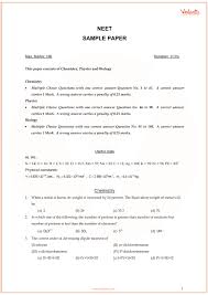 Neet Sample Model 1 Question Paper With Answer Keys Free Pdf Download