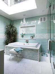 Bathroom floor tile ideas and design, title: Sea Glass Tile Bathroom Contemporary With Gray Wall Drawer Vanities