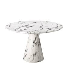 Harper black marble dining table top. Beautiful Round Design White Faux Marble Table With Its Tray Of 119 5cm In Diameter And Conical Leg