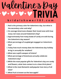 This covers everything from disney, to harry potter, and even emma stone movies, so get ready. Questions For Valentine S Day Trivia Bridal Shower 101