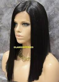 Displaying 1 to 11 (of 11 products). Human Hair Blend Long Bob Straight Jet Black Lace Front Full Wig 1 Nwt Ebay