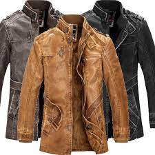 Fashion Military Mens Cowboy Winter Trench Coat Motorcycle Jacket Tops S 2xl Leather Jacket Men Cool Jackets For Men Leather Jacket