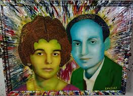 Trapped in a Hell of One's own making' mixed technique 15x18 inches