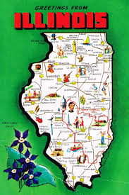 Map of illinois na 1. Post Cards Illustrated Map Illinois Pictorial Maps