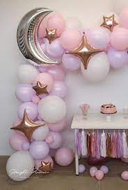 Moon And Star Balloon Garland Kit Purple Pink And Rose Gold Perfect For Over The Moon Twinkle Girl Shower Themes Moon Baby Shower Baby Girl Shower Themes