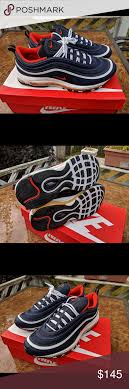 Air Max 97 Size 11 Never Worn Midnight Navy Blue Habanero Red White Nike Shoes Sneakers White Nike Shoes Air Max 97 Sneakers