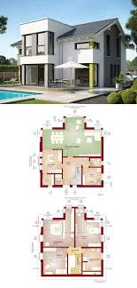 Doppelhaus modern mit flachdach grundriss doppelhaushalfte. Einfamilienhaus Mit Satteldach Haus Evolution 154 V7 Von Bien Zenker Fertighaus Grundriss Architektur Modern Haus Haus Plane Haus Architektur