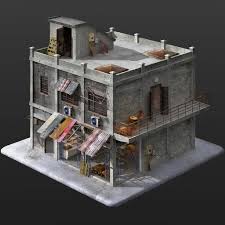 3d Model Game Ready Building Collection Obj Fbx 3ds Dae Lwo Lxo Max 3dm Dxf Koncepciya Okruzheniya Miniatyury Postapokalipsis