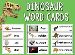 dinosaur picture word cards prekinders