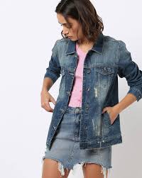 Buy Blue Jackets Coats For Women By United Colors Of Benetton Online Ajio Com Check out with afterpay now. distressed denim jacket with flap pockets