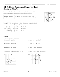 Every curve in a geometry is represented by an equation just like a straight line is represented by y=mx+b. Equations Of Circles Worksheet