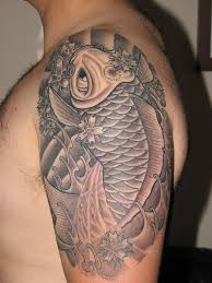 Black And White Realism Koi Tattoo 