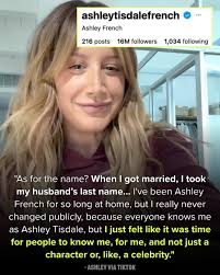 Ashley Tisdale explained why she's publicly no longer going by "Tisdale."  For context, the 40-year-old first started dating composer Christopher  French in 2012, and tied the knot two years later. They share