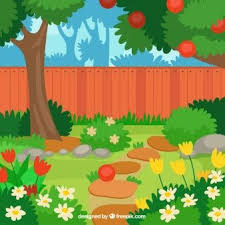 Flat Tools For The Care Of The Garden Apple Tree Garden Design Apple Tree Cartoon Garden