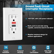 We did not find results for: 5 Pack Uniele Outdoor Gfci Outlet 15 Amp Weather Resistant Wr Tamper Resistant Tr Ground Fault Circuit Interrupter Receptacle Outlets Etl Listed Amazon Com Tools Home Improvement