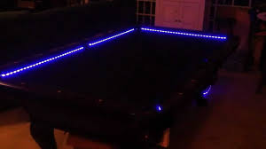 Rectangular steel fixture holds a wooden board with three lights built into it. Rgb Led Bar Pool Table Lights Color Changing And Beats To T Youtube