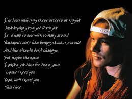 The song is played using four acoustic guitars, and was recorded in a single session by producer mike clink. Pin By Nikki On Music Quotes Music Lyrics Guns N Roses Favorite Lyrics Music Love