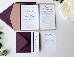 Burgundy And Dusty Rose Wedding Dusty Rose Invitation Burgundy Wedding Modern Wedding Script Wedding Invitation Mauve Wedding Invitations Pocket Wedding Invitations Pocket Fold Wedding Invitations