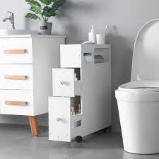 This is an off the shelf cabinet that has a bunch of wasted space above the bottom shelf. New White Floor Bath Cabinet Medicine Shelf Toilet Paper Storage Bathroom Drawer Ebay