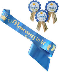 Buy Boy Baby Shower Mommy To Be Sash Prince Theme Daddy Grandma Button Pins Royal Charming Blue Gold Sprinkle Online In Taiwan B084z526n6